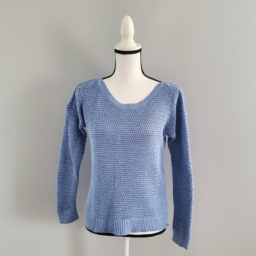 Old Navy Blue Open Knit Round Neck Sweater M
